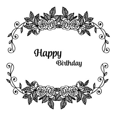 Daire tasarım çiçek çerçeve, çeşitli dalları yaprakları, süs davetiye kartı mutlu yıllar. Vektör