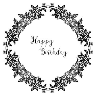 Daire tasarım çiçek çerçeve, çeşitli dalları yaprakları, süs davetiye kartı mutlu yıllar. Vektör