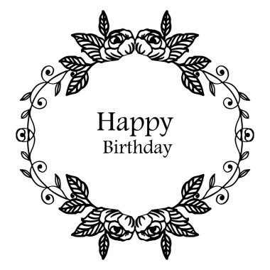 Daire tasarım çiçek çerçeve, çeşitli dalları yaprakları, süs davetiye kartı mutlu yıllar. Vektör