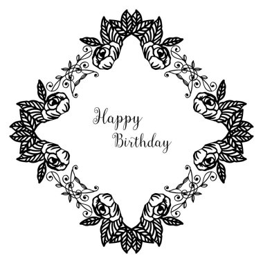 Daire tasarım çiçek çerçeve, çeşitli dalları yaprakları, süs davetiye kartı mutlu yıllar. Vektör
