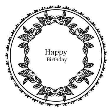 Zarif tebrik kartı, davet kartı mutlu yıllar, doku silueti, desen çelenk çerçeve. Vektör