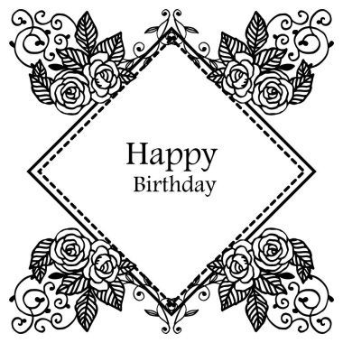 Şablon tebrik kartı mutlu yıllar, tasarım süs çiçek çerçeve. Vektör