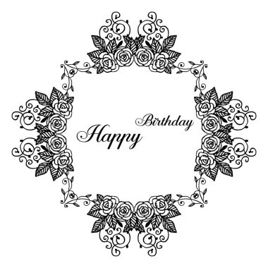 Şablon tebrik kartı mutlu yıllar, tasarım süs çiçek çerçeve. Vektör