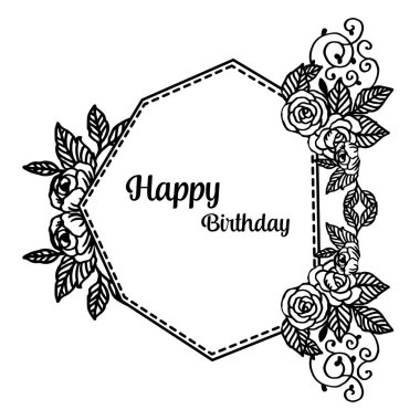 Şablon tebrik kartı mutlu yıllar, tasarım süs çiçek çerçeve. Vektör