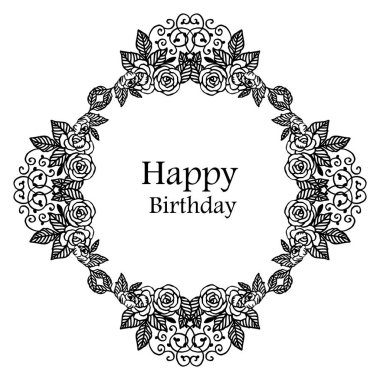 Şablon tebrik kartı mutlu yıllar, tasarım süs çiçek çerçeve. Vektör