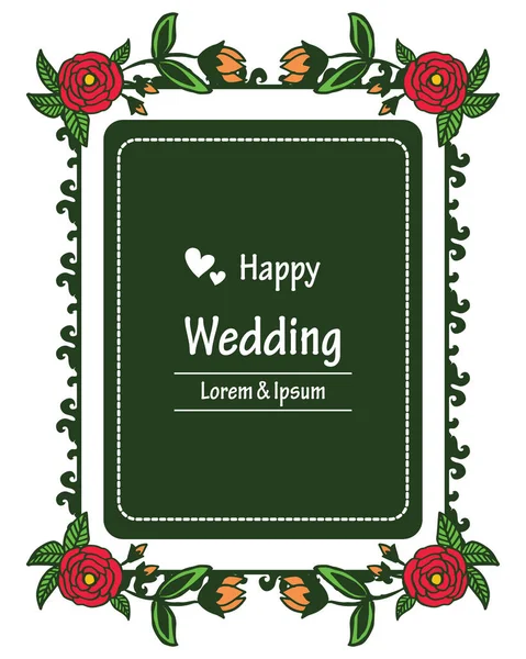 Textur Ornament der Karte glückliche Hochzeit, bunte Kranzrahmen, isoliert auf weißem Hintergrund. Vektor — Stockvektor