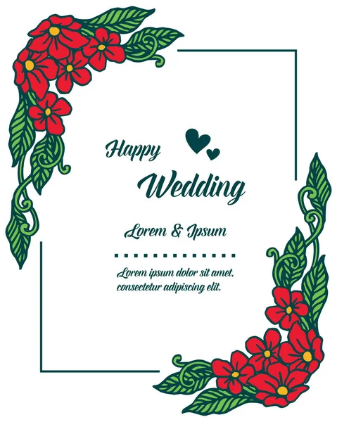 Tekstura ornament karty szczęśliwy ślub, kolorowa ramka wieniec, izolowane na białym tle. Wektor — Wektor stockowy