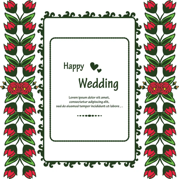 Colorful crowd of flower frame, style unique frame, decoration wallpaper of card happy wedding. Vector — Stock Vector