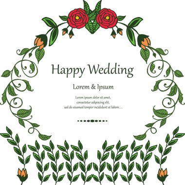 Dikişsiz desen çiçek çerçeve, tebrik kartı mutlu düğün süslü. Vektör