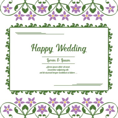 Dikişsiz desen çiçek çerçeve, tebrik kartı mutlu düğün süslü. Vektör