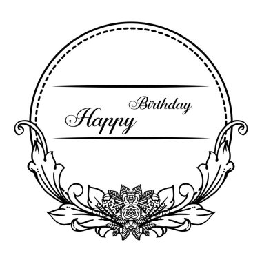 Tebrik kartı mutlu yıllar dekorasyonu, doku güzel çiçek çerçeve, beyaz bir zemin üzerinde izole. Vektör