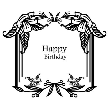 Dekorasyon çerçeve dalları yaprakları, mutlu yıllar yazı ile, kutlama kartı şekli için. Vektör