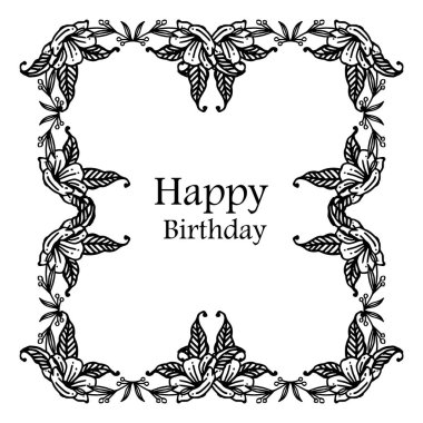 Çerçeve dalları süslü siluet yaprakları, tasarım tebrik kartı mutlu yıllar. Vektör