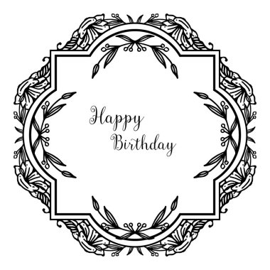 Çerçeve dalları süslü siluet yaprakları, tasarım tebrik kartı mutlu yıllar. Vektör