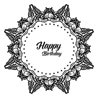 Çerçeve dalları süslü siluet yaprakları, tasarım tebrik kartı mutlu yıllar. Vektör