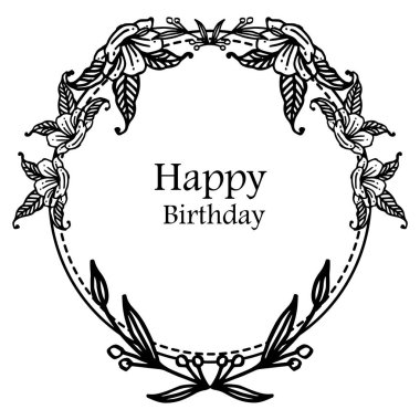 Metin mutlu doğum günü ile sevimli çiçek çerçeve, tebrik kartı şekli için, davetiye kartı. Vektör