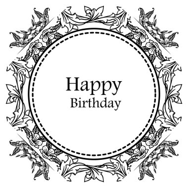 Mutlu yıllar arka plan, tebrik kartı şablonu, davet kartı, güzel çiçek çerçeve duvar kağıdı tasarımı ile. Vektör