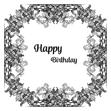 Tebrik kartı mutlu yıllar, desen çiçek çerçeve, dikişsiz dalları yaprakları ile. Vektör
