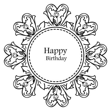 Tebrik kartı mutlu yıllar, desen çiçek çerçeve, dikişsiz dalları yaprakları ile. Vektör