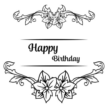 Şekil vintage kart, mutlu yıllar yazı ile, tasarım zarif güzel çiçek çerçeve. Vektör