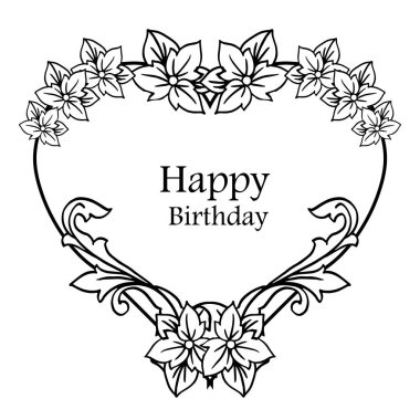 Şekil vintage kart, mutlu yıllar yazı ile, tasarım zarif güzel çiçek çerçeve. Vektör