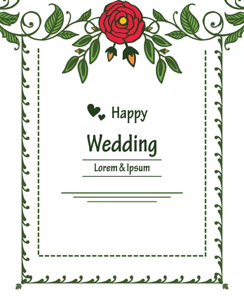 Украшение обои открытки счастливой свадьбы, дизайн ветви листья и элегантный цветочный каркас. Вектор — стоковый вектор