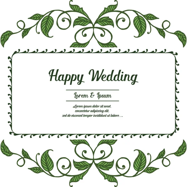Form des schönen Blumenrahmens, Design Einladungskarte glückliche Hochzeit. Vektor — Stockvektor