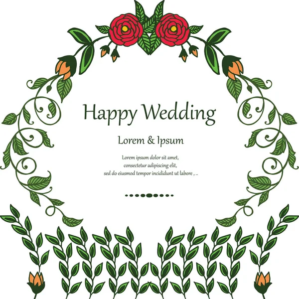 Marco de flores patrón sin costuras, adornado de tarjeta de felicitación feliz boda. Vector — Vector de stock