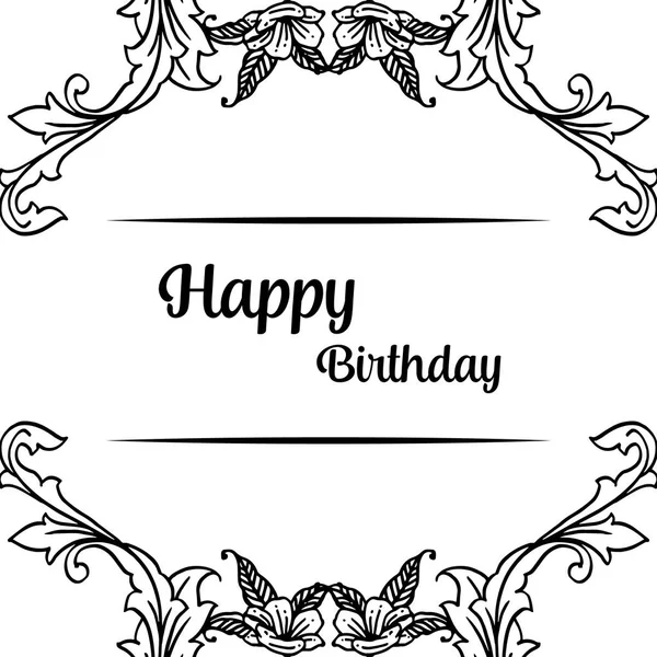 Fondo de feliz cumpleaños, plantilla de tarjeta de felicitación, tarjeta de invitación, con diseño de papel pintado de hermoso marco floral. Vector — Vector de stock