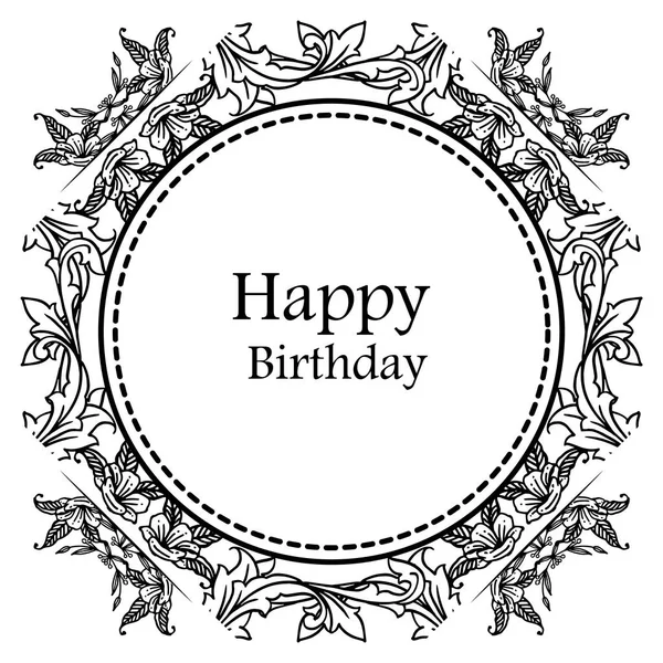 Fondo de feliz cumpleaños, plantilla de tarjeta de felicitación, tarjeta de invitación, con diseño de papel pintado de hermoso marco floral. Vector — Vector de stock