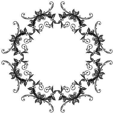 Siyah ve beyaz yaprak çiçek çerçeve beyaz arka plan izole, çeşitli kart dekoratif için. Vektör