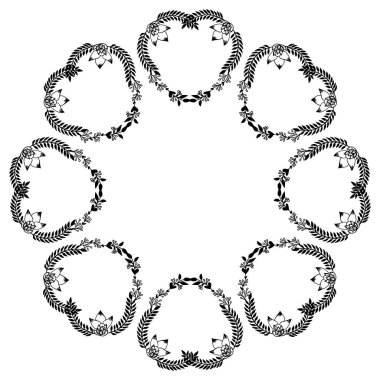Dikişsiz siyah ve beyaz yaprak çiçek çerçeve, kart süslü için. Vektör