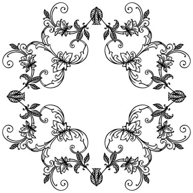 Dikişsiz siyah ve beyaz yaprak çiçek çerçeve, kart süslü için. Vektör