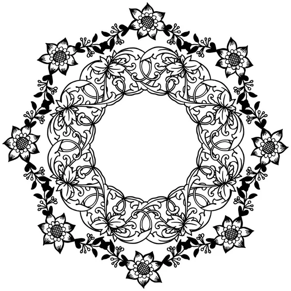 Modern gratulationskort, med skiss design av ram för mönster lövverk och blomma. Vektor — Stock vektor