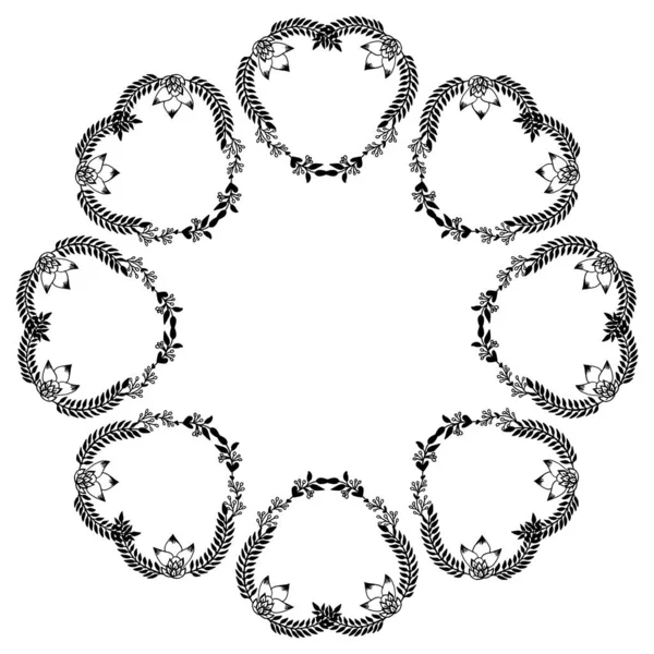 Nahtloser schwarz-weißer Blattfloralrahmen, zur Verzierung der Karte. Vektor — Stockvektor