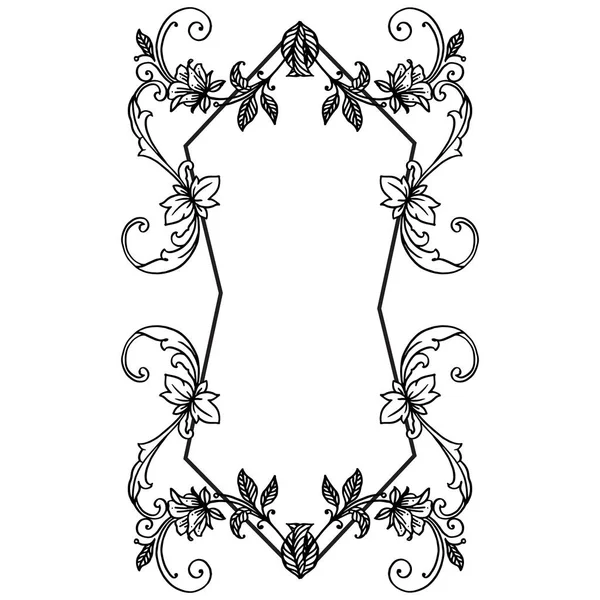 Seamless black and white leaf floral frame, for ornate of card. Vector — Stock Vector