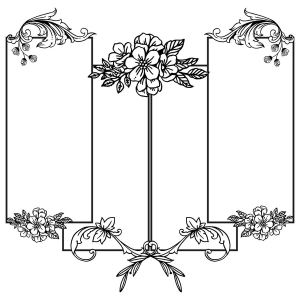 Hermoso marco floral de hoja en blanco y negro, espacio para su texto, tarjeta de felicitación. Vector — Vector de stock