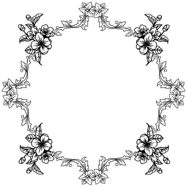 Decorativo de hojas y marco de flores, colores blanco y negro, para el diseño elegante de la tarjeta. Vector — Archivo Imágenes Vectoriales