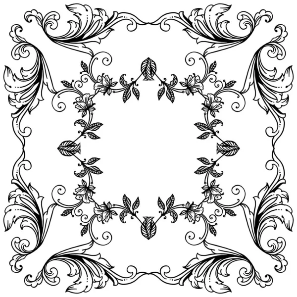 Vintage bloemen frame in kleuren zwart-wit, voor verschillende ontwerp van wenskaart. Vector — Stockvector