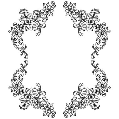 Tebrik kartı dekoratif için yaprak çiçek çerçeve grafik. Vektör