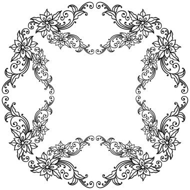 Sevimli çiçek çerçeve, stil benzersiz ve zarif bırakır. Vektör