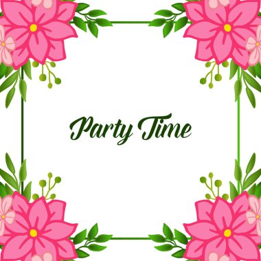 Güzel pembe çelenk çerçeve, parti zaman mektup afiş için. Vektör