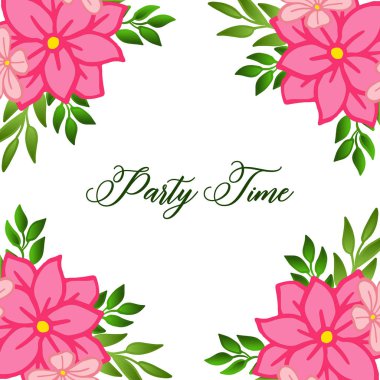 Güzel pembe çelenk çerçeve, parti zaman mektup afiş için. Vektör