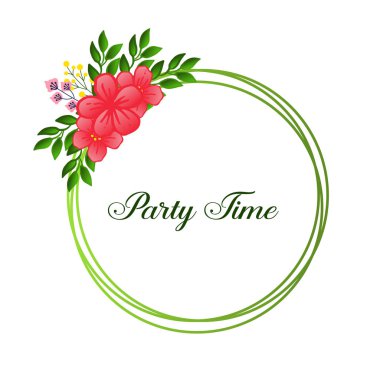 Parti zaman kavramı için yaprak çelenk çerçeve çizim. Vektör