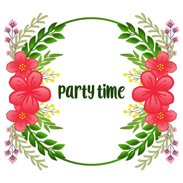Seamless border pattern of green foliage flower frame, for party time greeting card text. Vector — Stock Vector