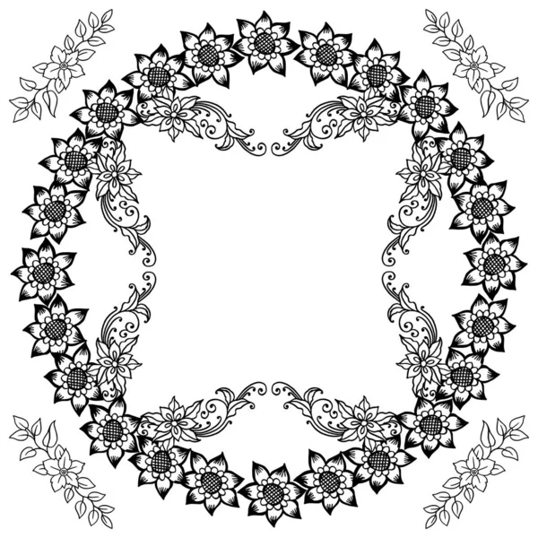Dibujo estilo de hojas marco de flores, para varios patrón de tarjeta. Vector — Archivo Imágenes Vectoriales