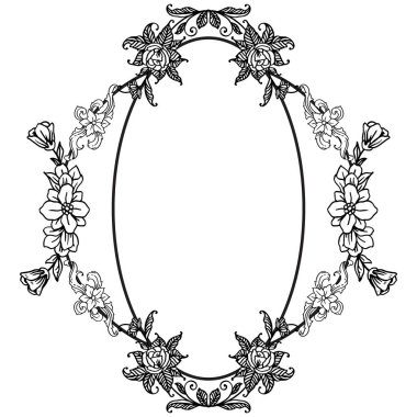 Tasarım vintage kart, yaprak çiçek ile siyah ve beyaz çerçeve. Vektör