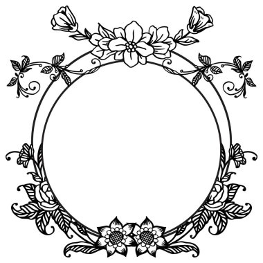 Tasarım vintage kart, yaprak çiçek ile siyah ve beyaz çerçeve. Vektör