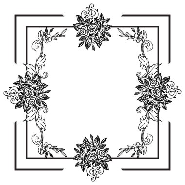 Beyaz zemin üzerinde izole yaprak çiçek çerçeve, kenar süsü. Vektör
