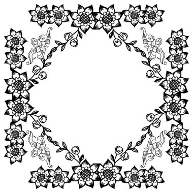 Beyaz zemin üzerinde izole yaprak çiçek çerçeve, kenar süsü. Vektör